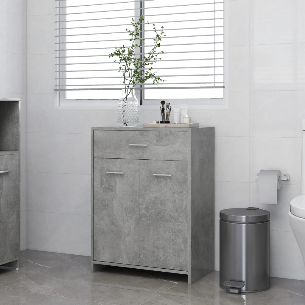 Bathroom cabinet concrete gray 60x33x80 cm made of wood