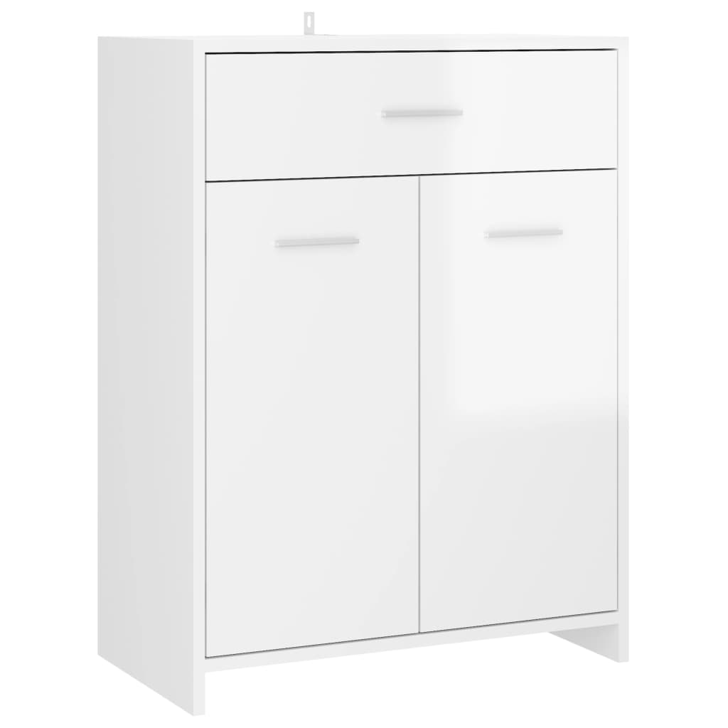 Bathroom cabinet high-gloss white 60x33x80 cm made of wood