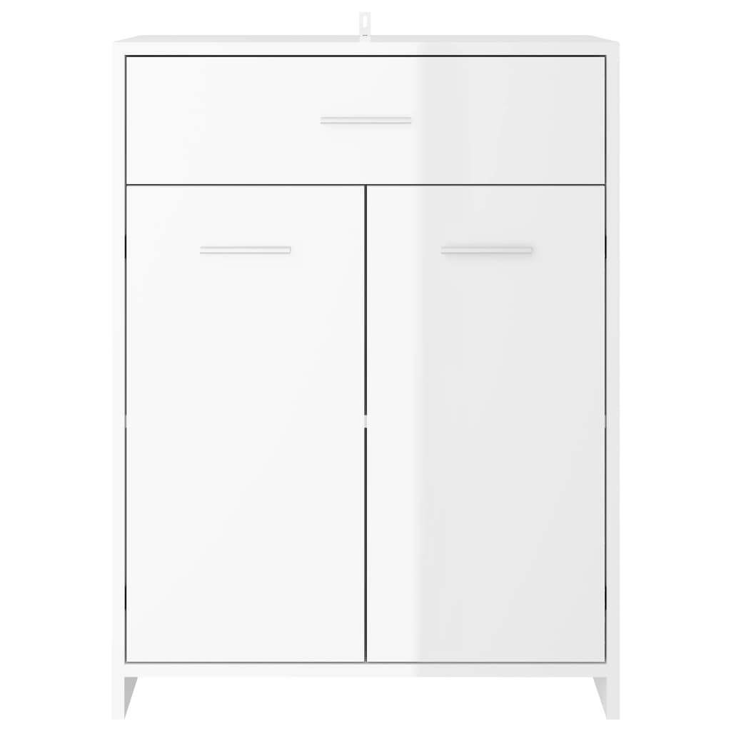 Bathroom cabinet high-gloss white 60x33x80 cm made of wood