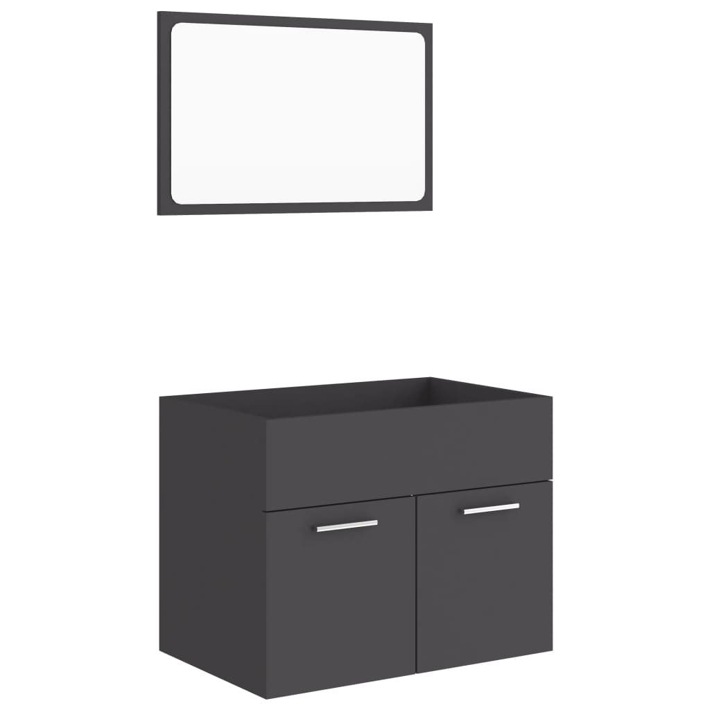 2 pcs. Gray wood-based bathroom furniture set