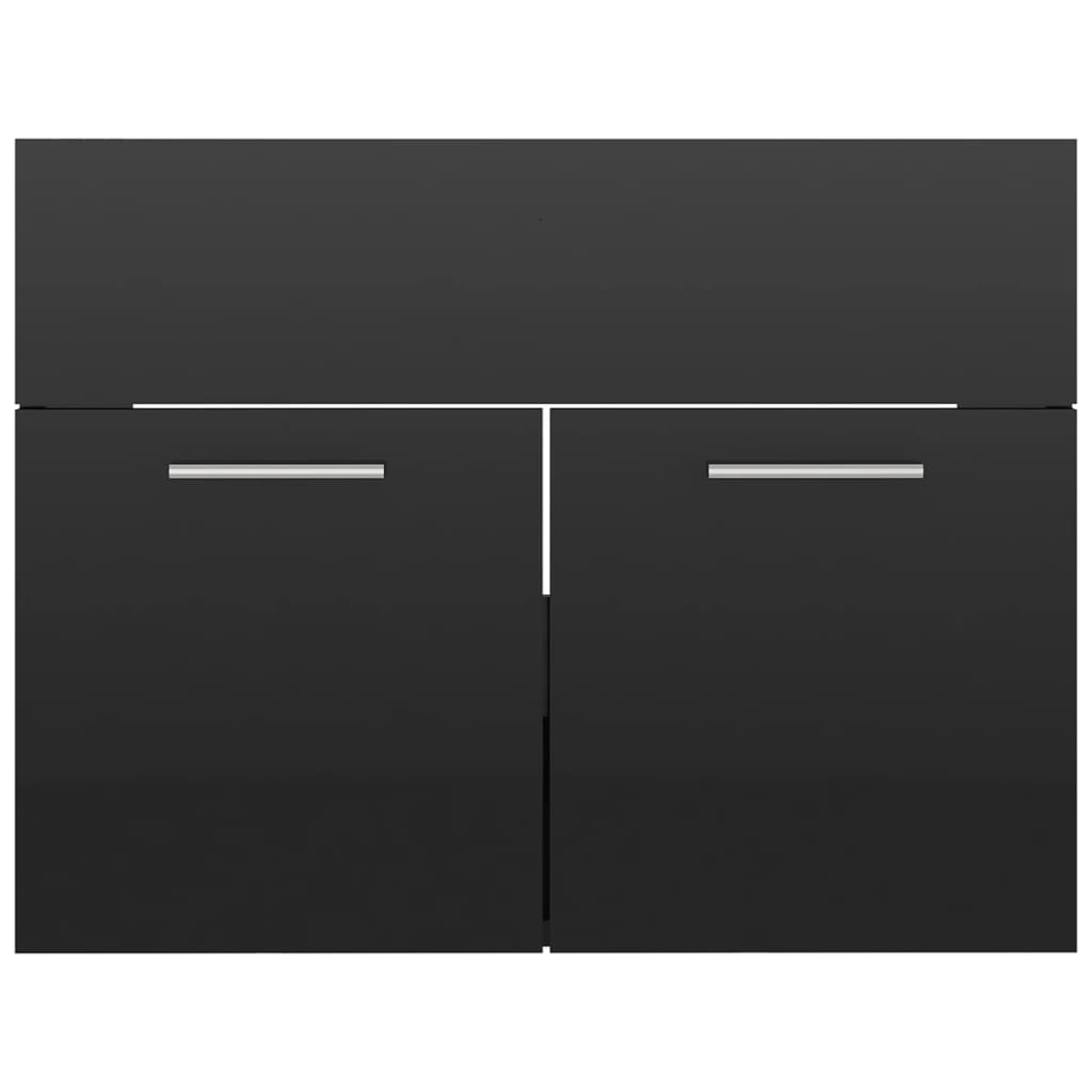 2 pcs. Bathroom furniture set high-gloss black made of wood