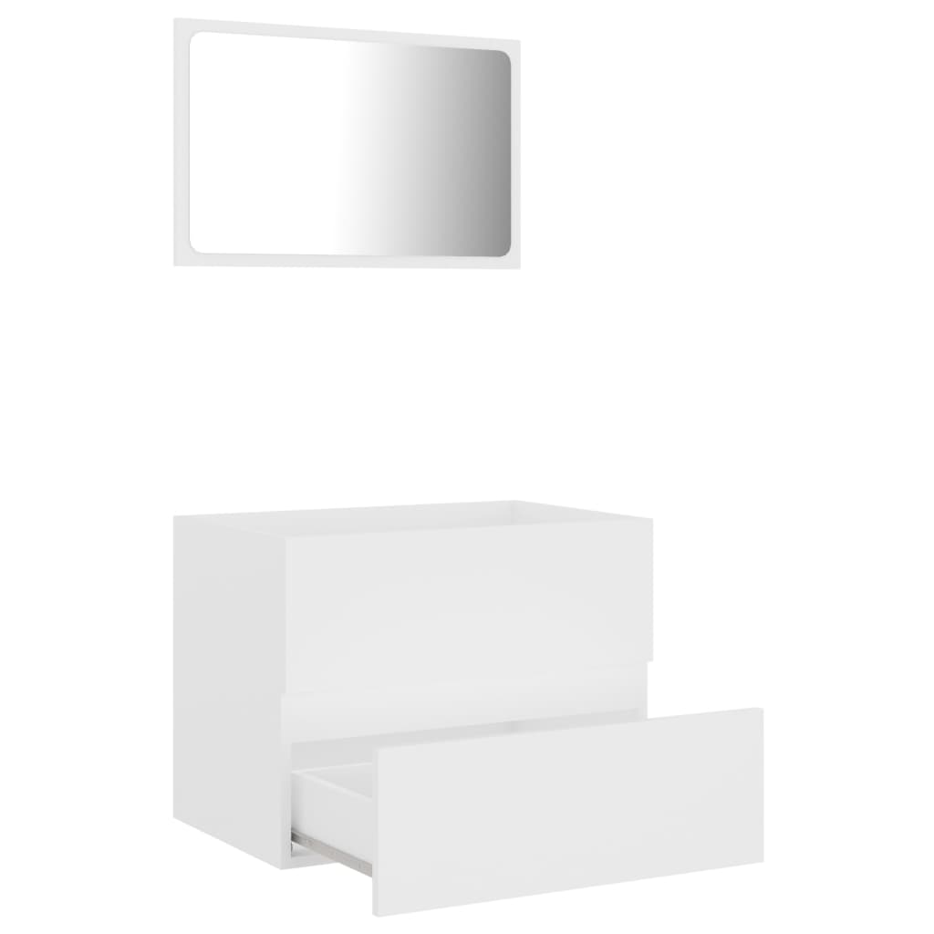 2 pcs. Bathroom furniture set white wood material
