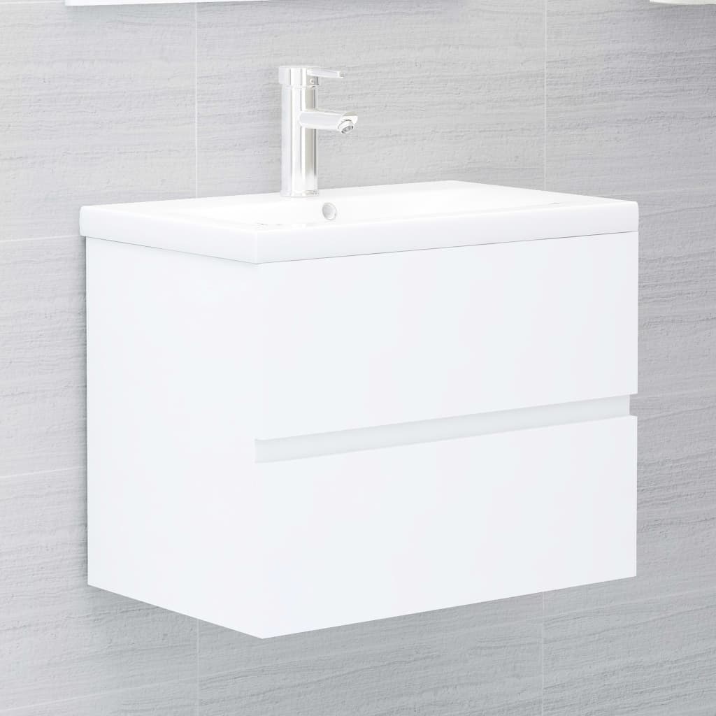 2 pcs. Bathroom furniture set white wood material