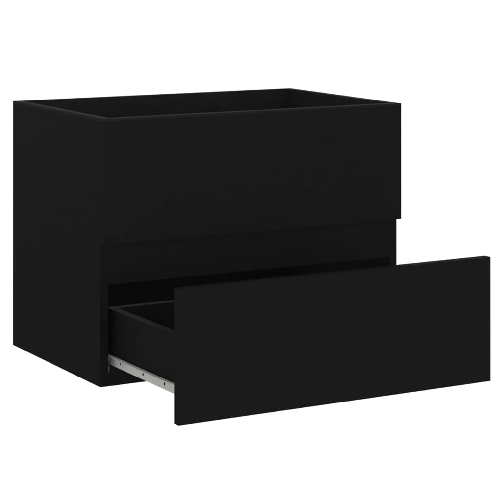 2 pcs. Bathroom furniture set black wood material