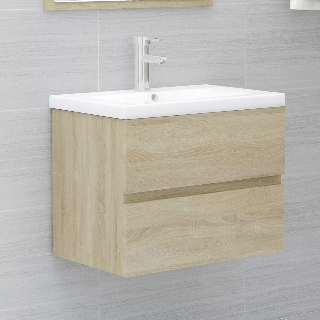 2 pcs. Sonoma oak bathroom furniture set made of wood material