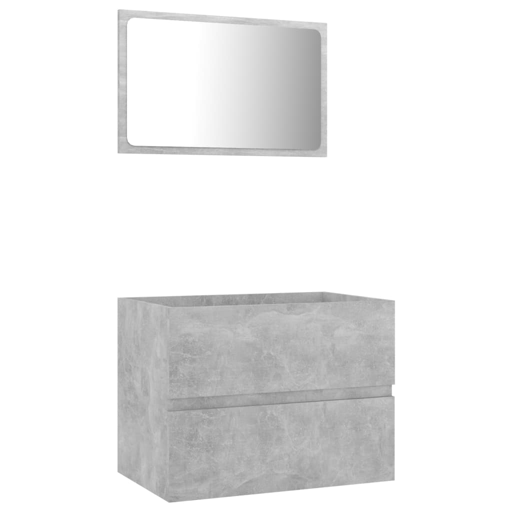 2 pcs. Bathroom furniture set concrete gray made of wood