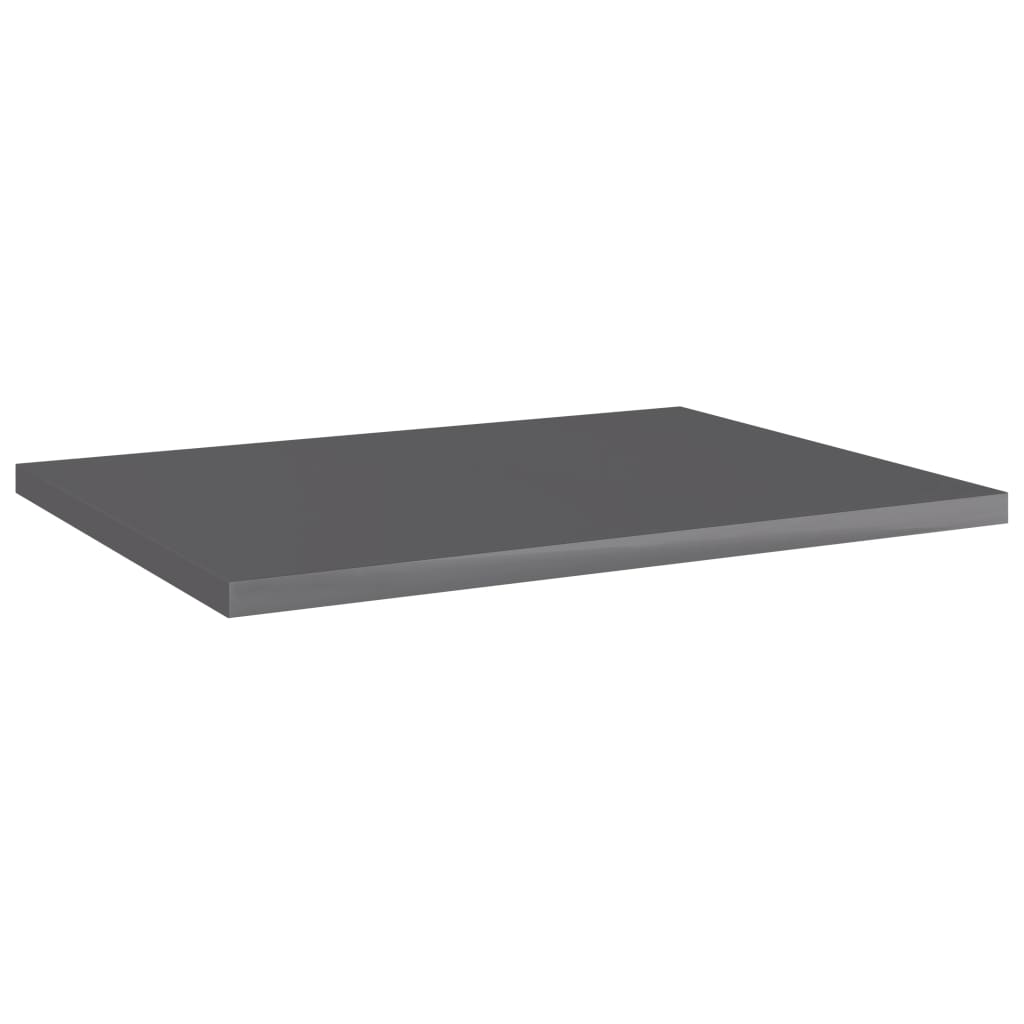 Bookcase boards 8 pieces. High-gloss gray 40x30x1.5 cm