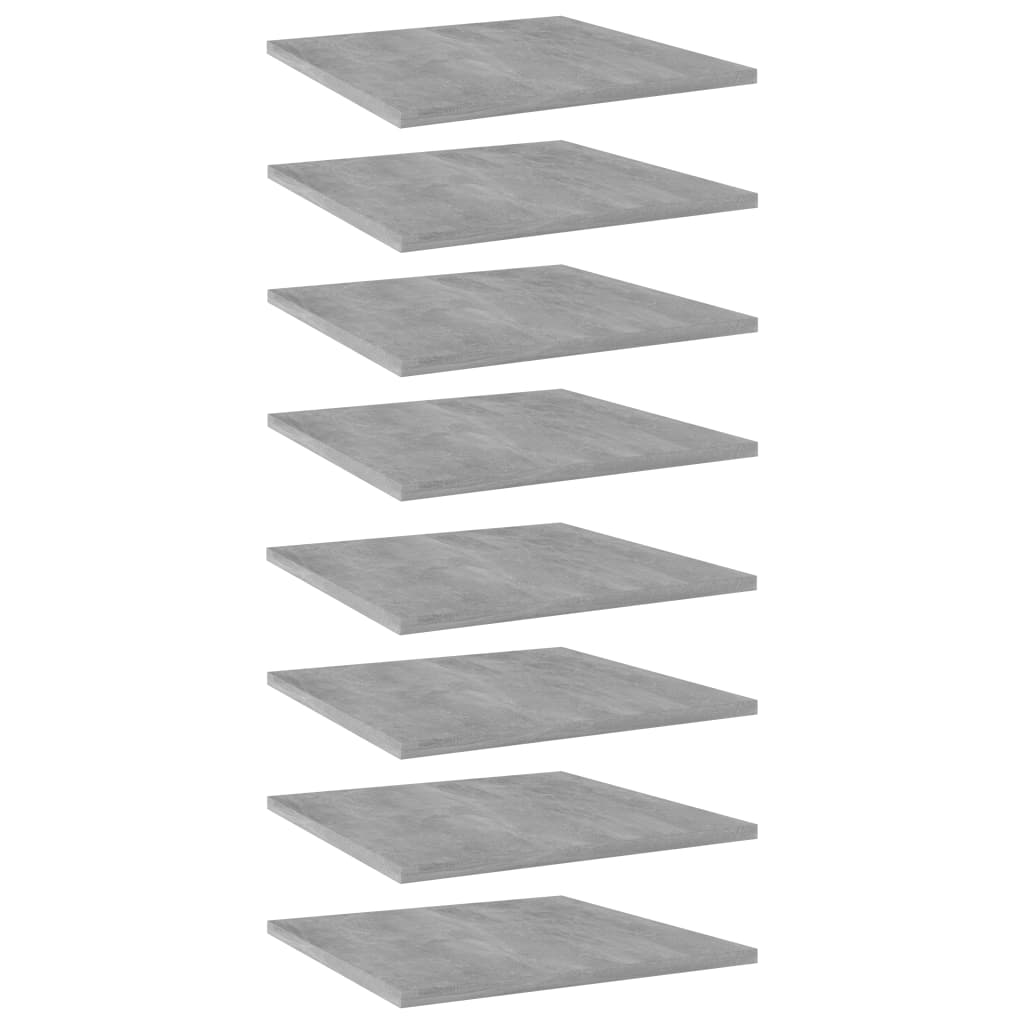 Bookcase boards 8 pieces. Concrete gray 40x40x1.5 cm wood material