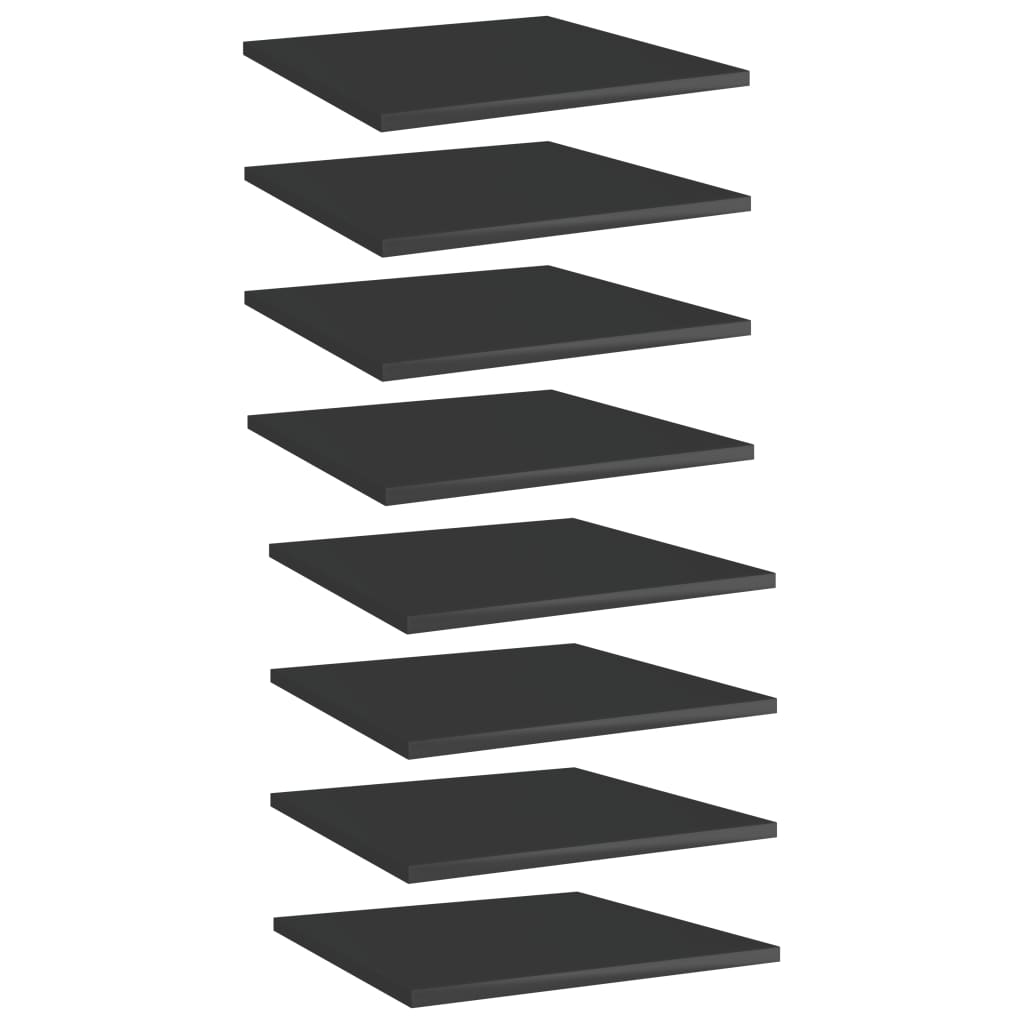Bookcase boards 8 pieces. High-gloss black 40x40x1.5 cm