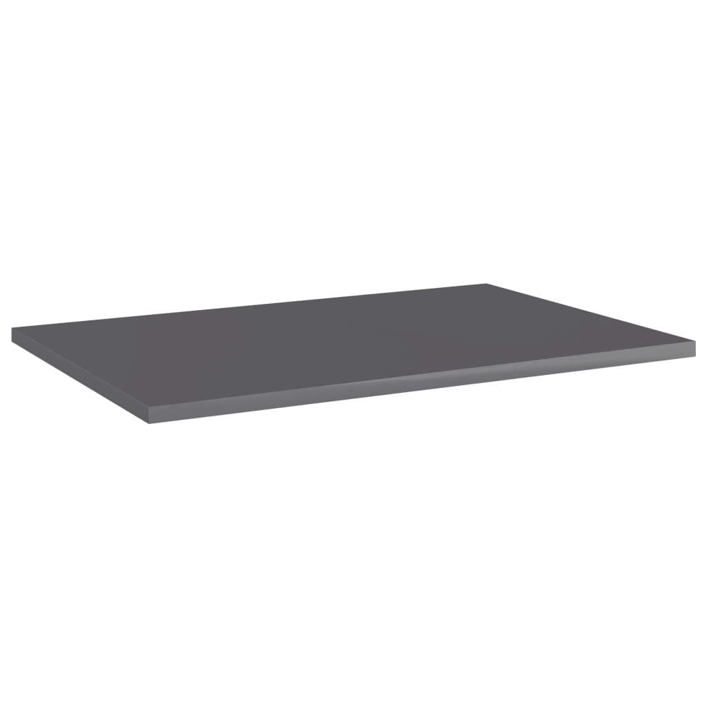 Bookcase boards 8 pieces. High-gloss gray 60x40x1.5 cm