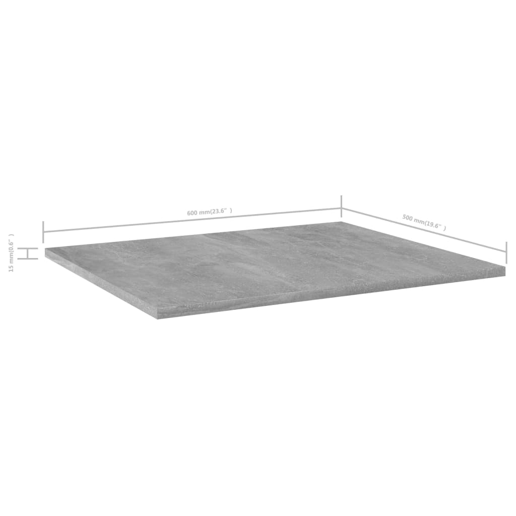 Bookcase boards 4 pieces. Concrete gray 60x50x1.5 cm wood material