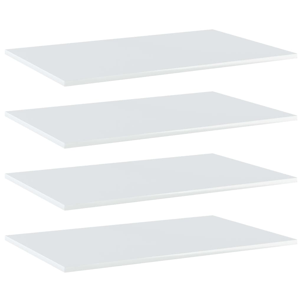 Bookcase boards 4 pieces high gloss white 80x50x1.5 cm
