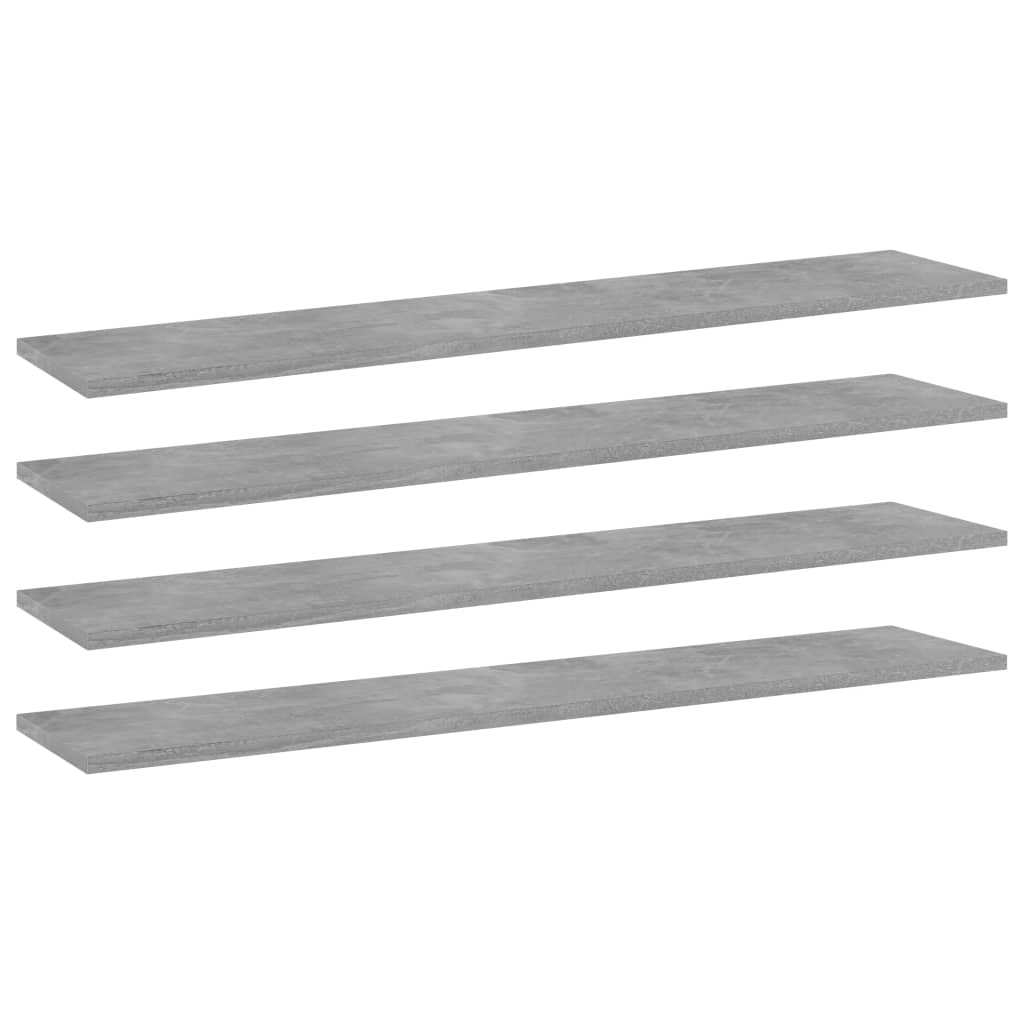 Bookcase boards 4 pieces. Concrete gray 100x20x1.5cm wood material
