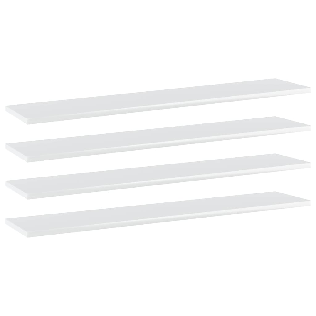 Bookcase boards 4 pieces high gloss white 100x20x1.5 cm