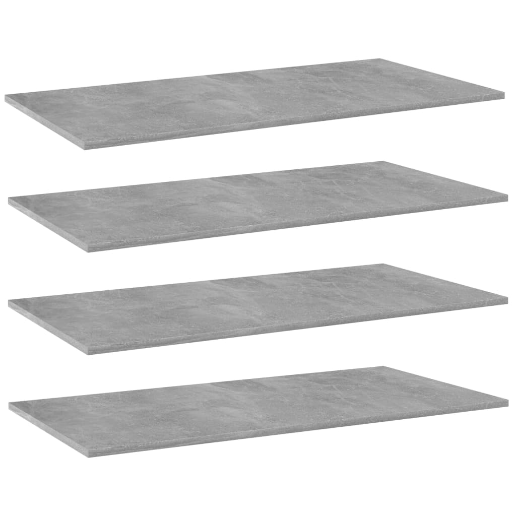 Bookcase boards 4 pieces. Concrete gray 100x50x1.5cm wood material