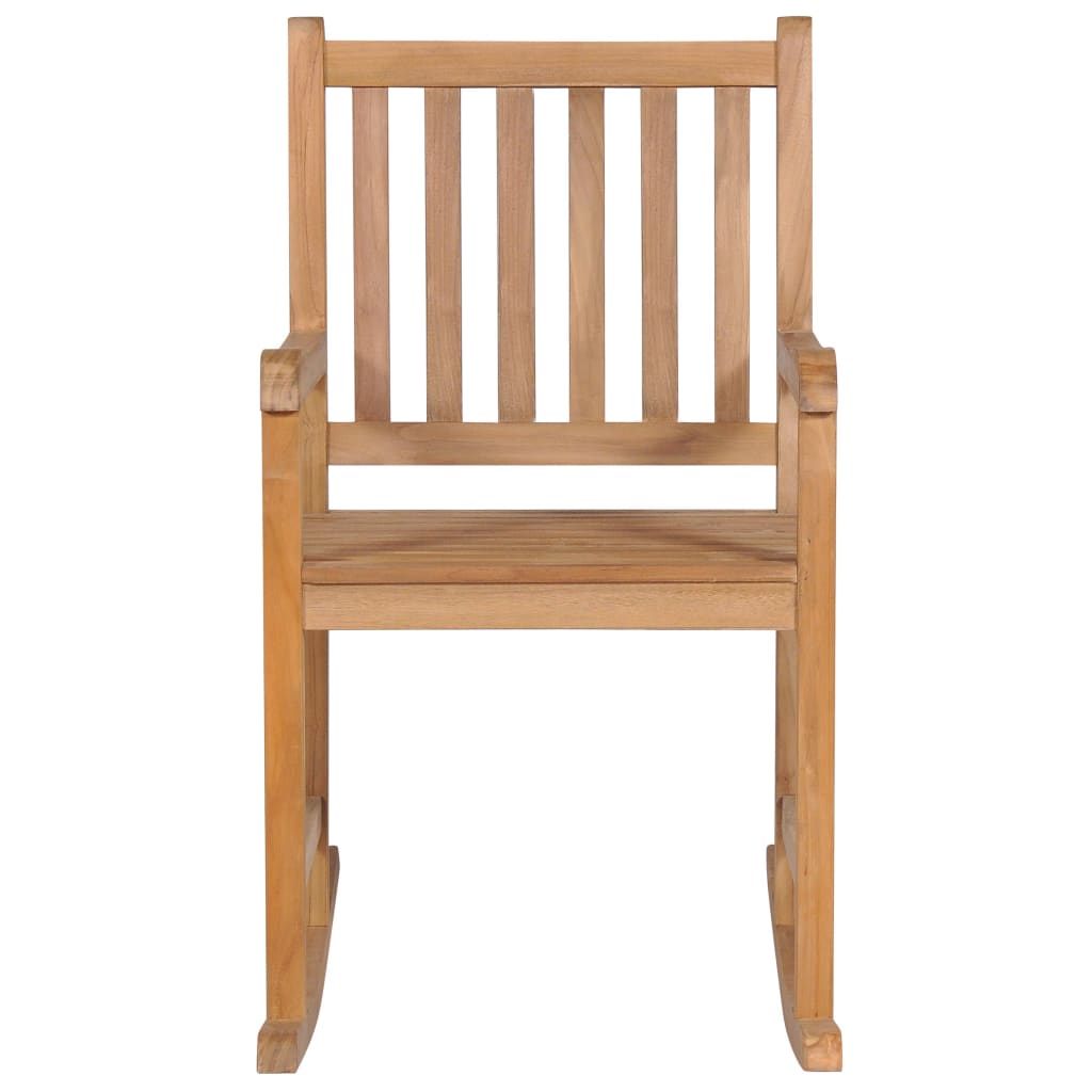 Rocking chair with light blue cushion solid teak wood