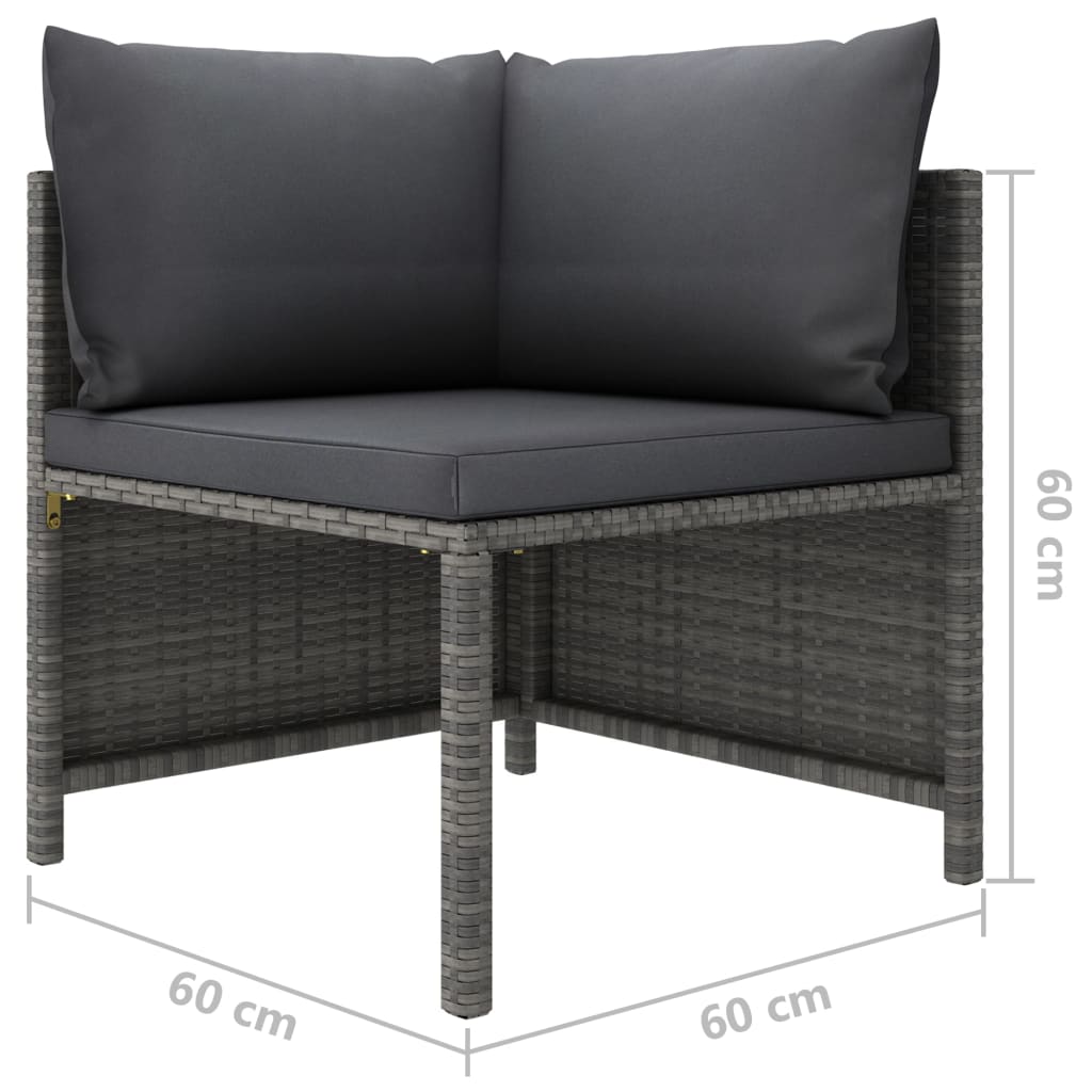 5 pcs. Garden Lounge Set with Cushions Poly Rattan Gray