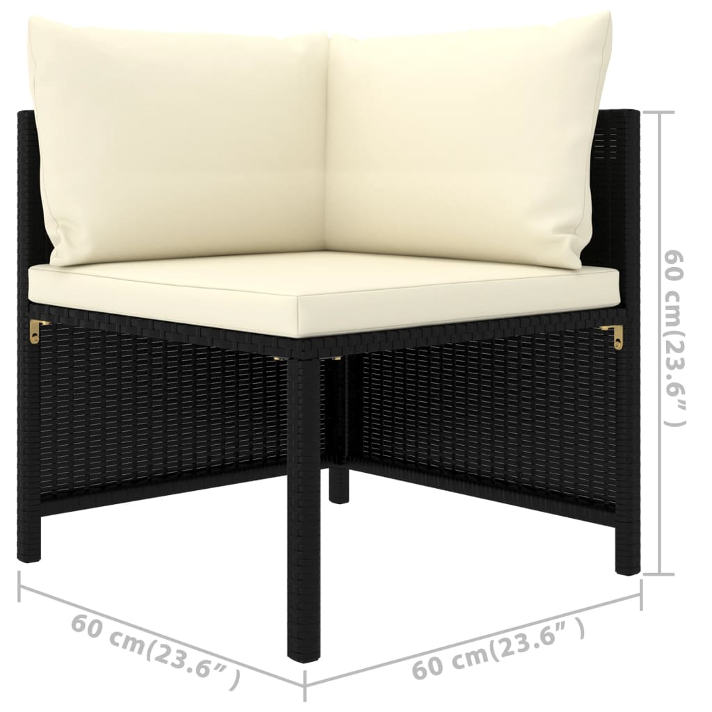 5 pcs. Garden lounge set with cushions poly rattan black