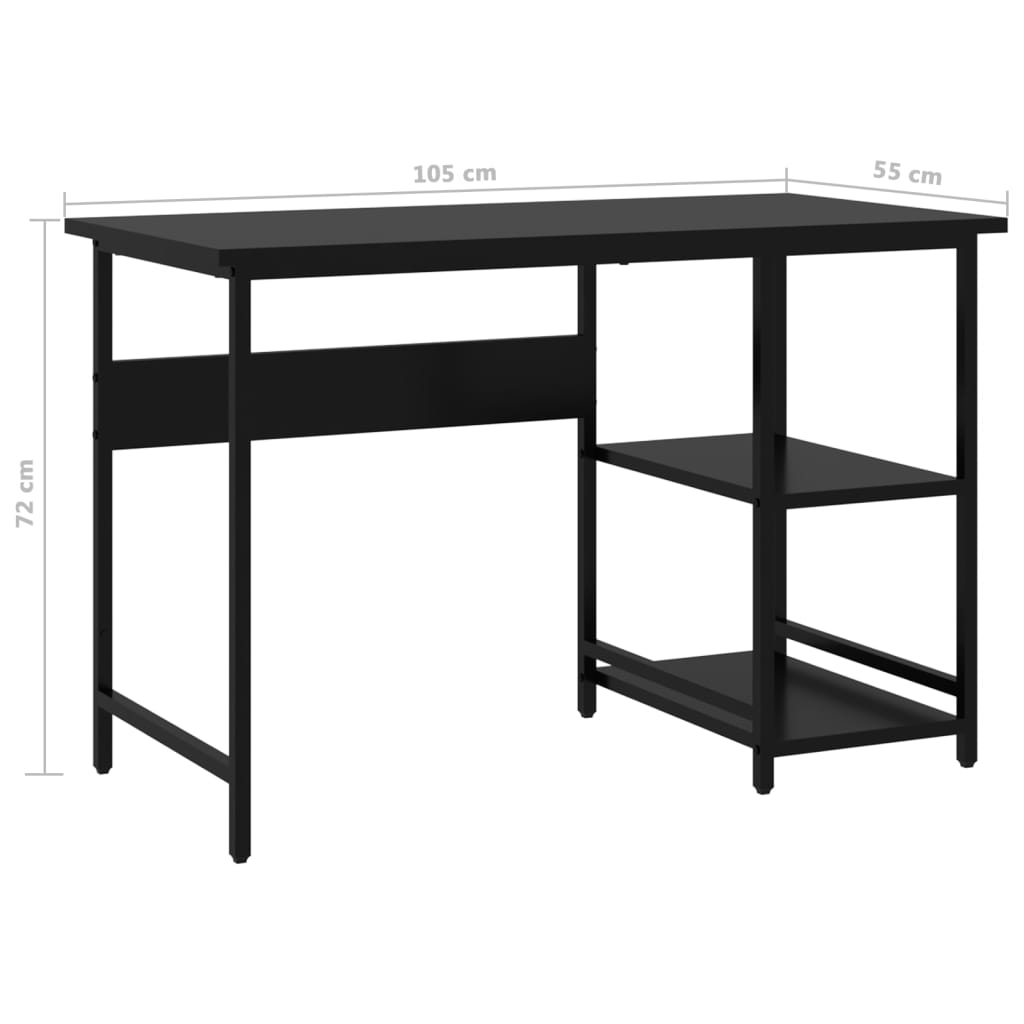 Computer table black 105x55x72 cm MDF and metal