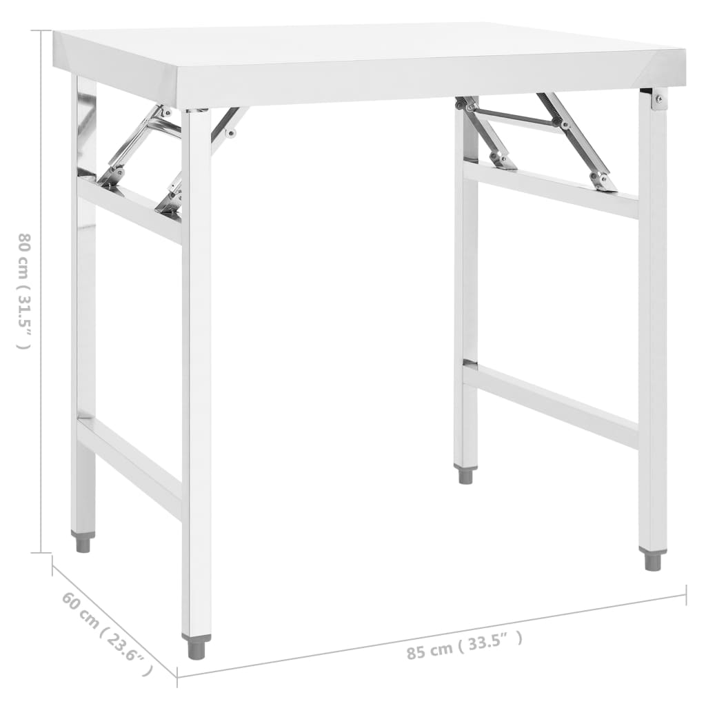 Küchen-Arbeitstisch Klappbar 85x60x80 cm Edelstahl
