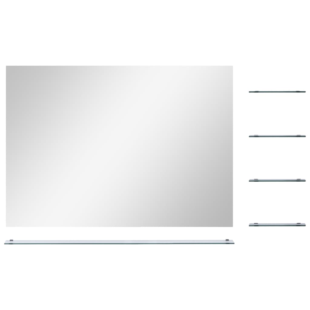 Wandspiegel mit 5 Ablagen Silbern 80x60 cm