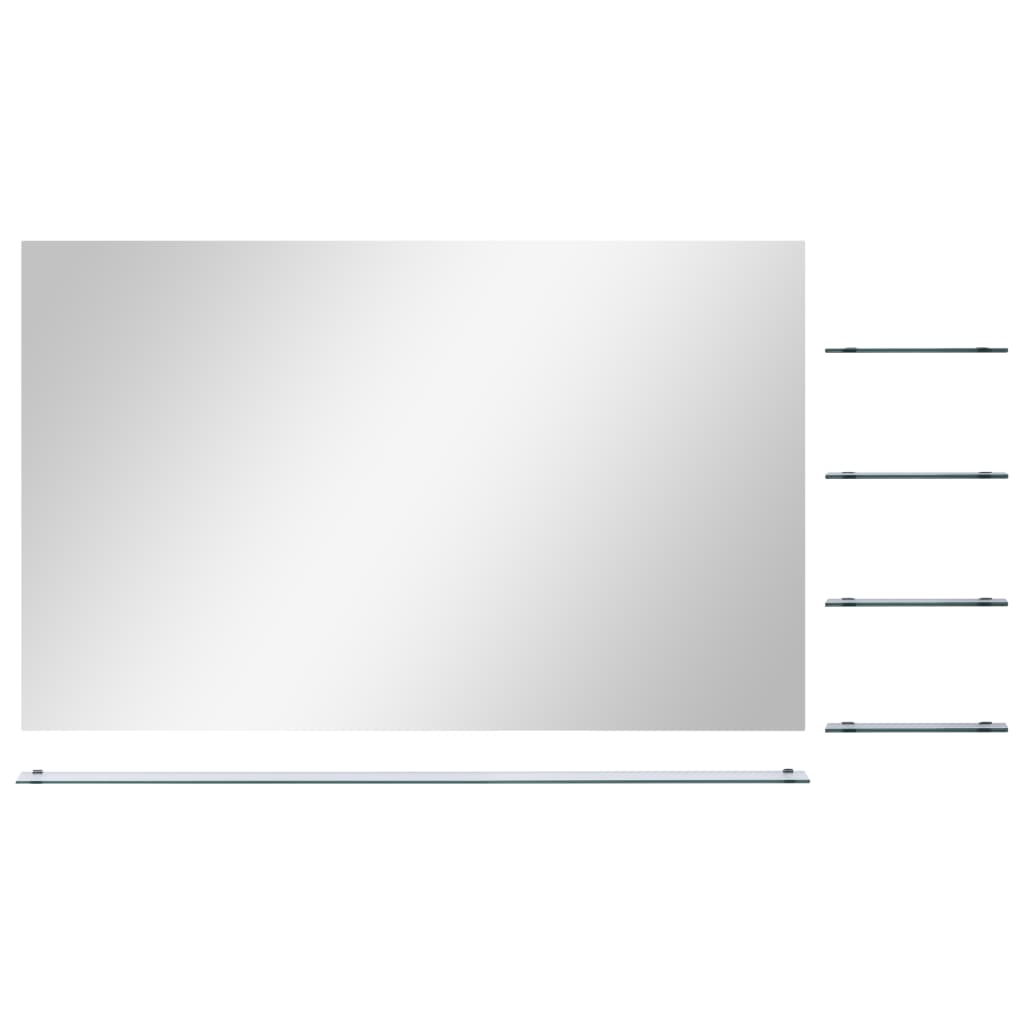 Wandspiegel mit 5 Ablagen Silbern 100x60 cm