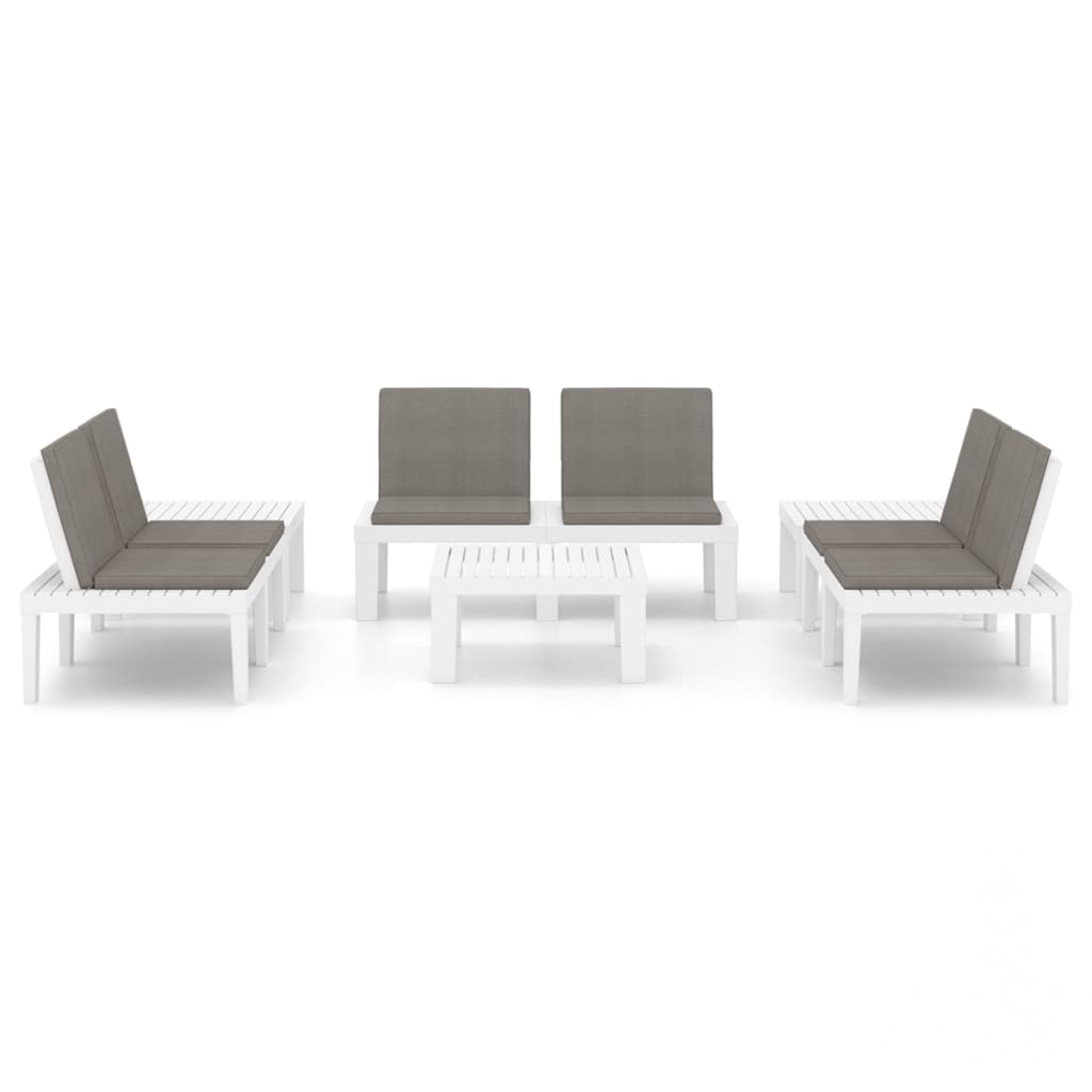 6-tlg. Garten-Lounge-Set mit Auflagen Kunststoff Weiß