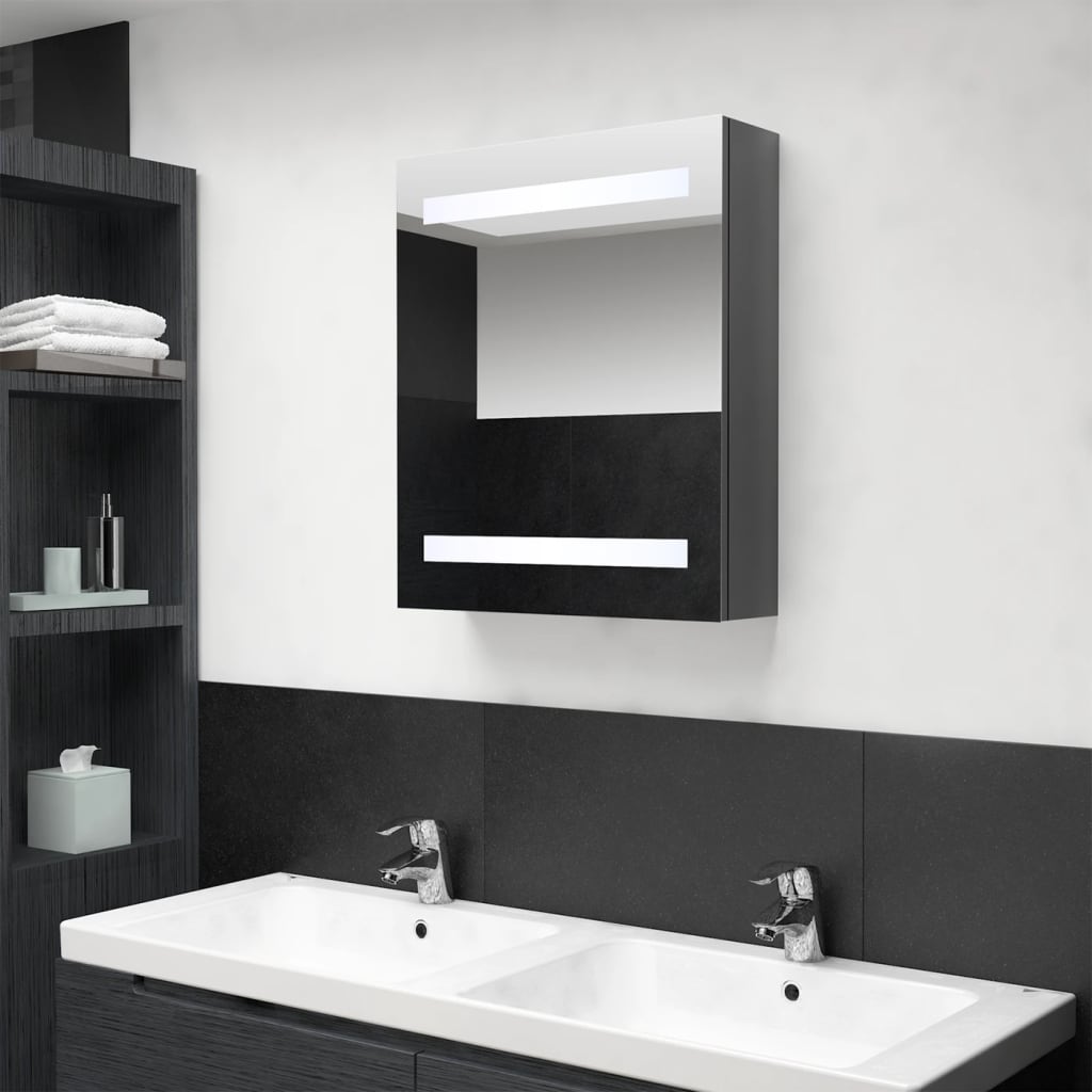 LED-Spiegelschrank fürs Bad Glänzend Grau 50x14x60 cm