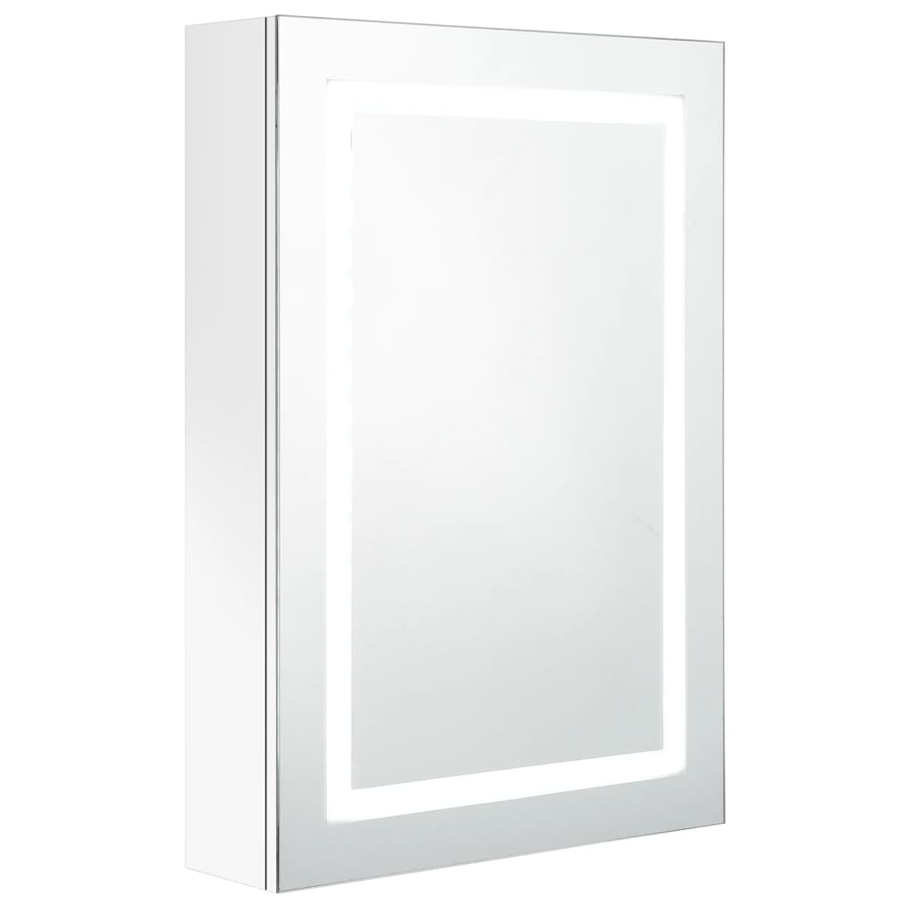 LED-Bad-Spiegelschrank Glänzendes Weiß 50x13x70 cm
