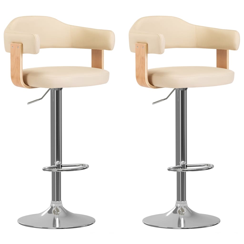 Bar stools 2 pcs. Cream bentwood and faux leather