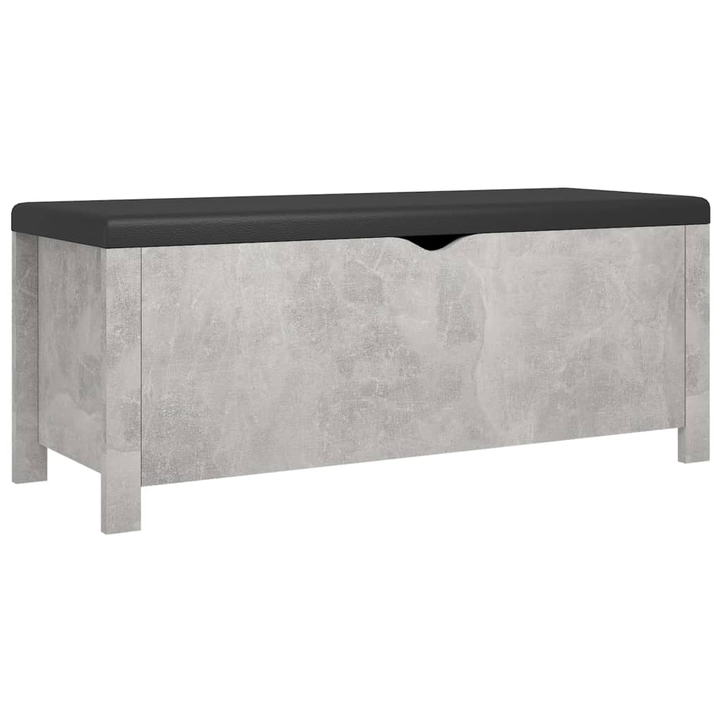 Bench with storage space and cushions concrete gray 105x40x45cm