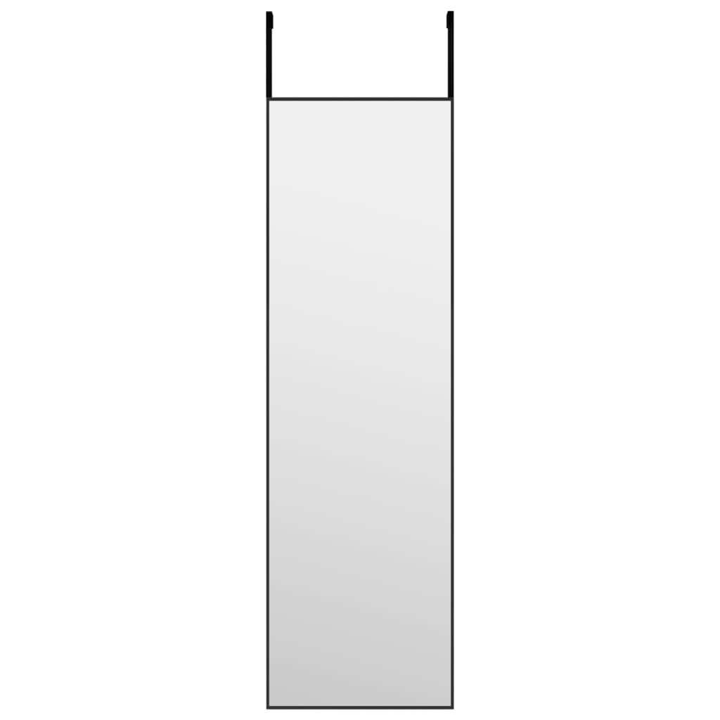 Türspiegel Schwarz 30x100 cm Glas und Aluminium