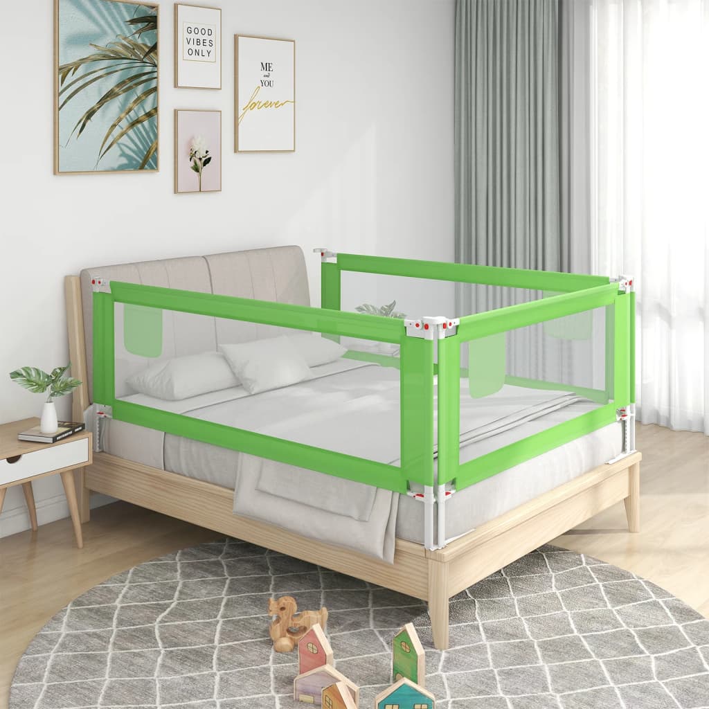 Toddler bed guard green 190x25 cm fabric