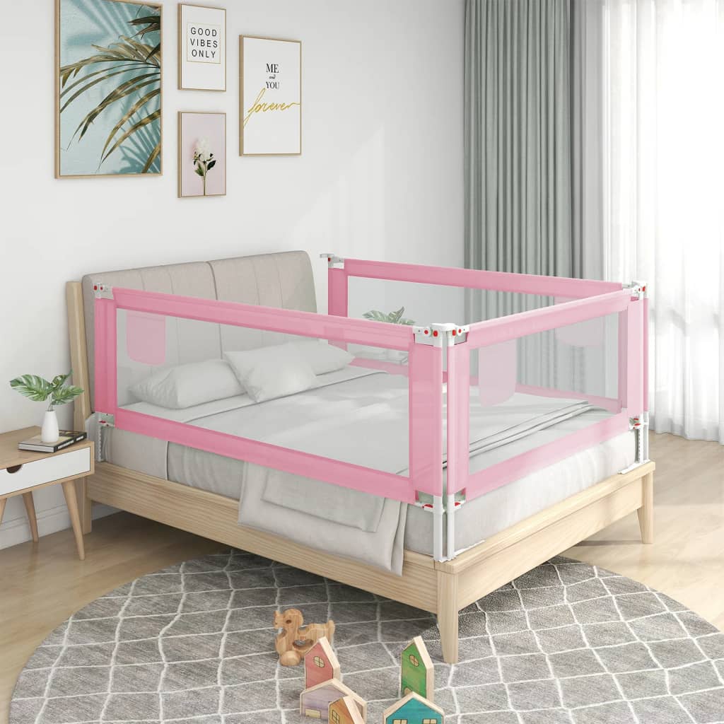Toddler bed guard pink 140x25 cm fabric