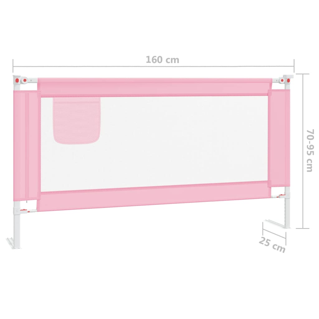 Toddler bed guard pink 160x25 cm fabric