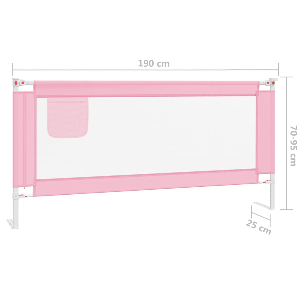 Toddler bed guard pink 190x25 cm fabric