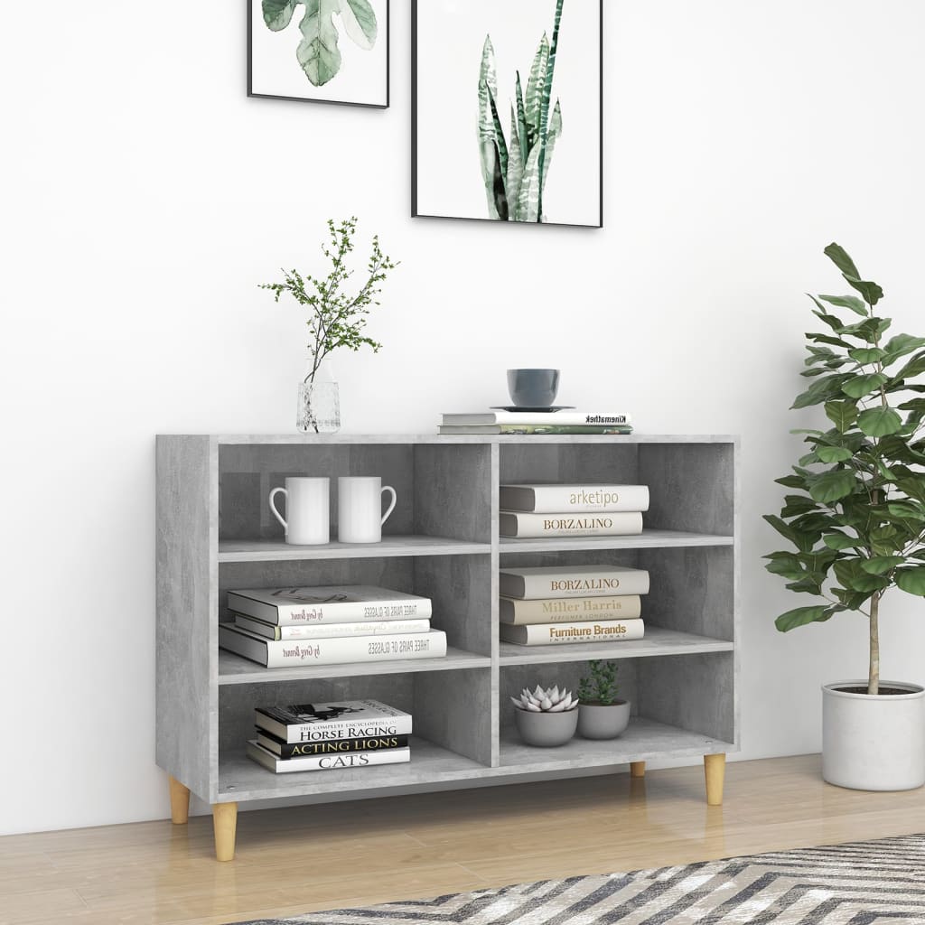 Sideboard concrete gray 103.5x35x70 cm made of wood