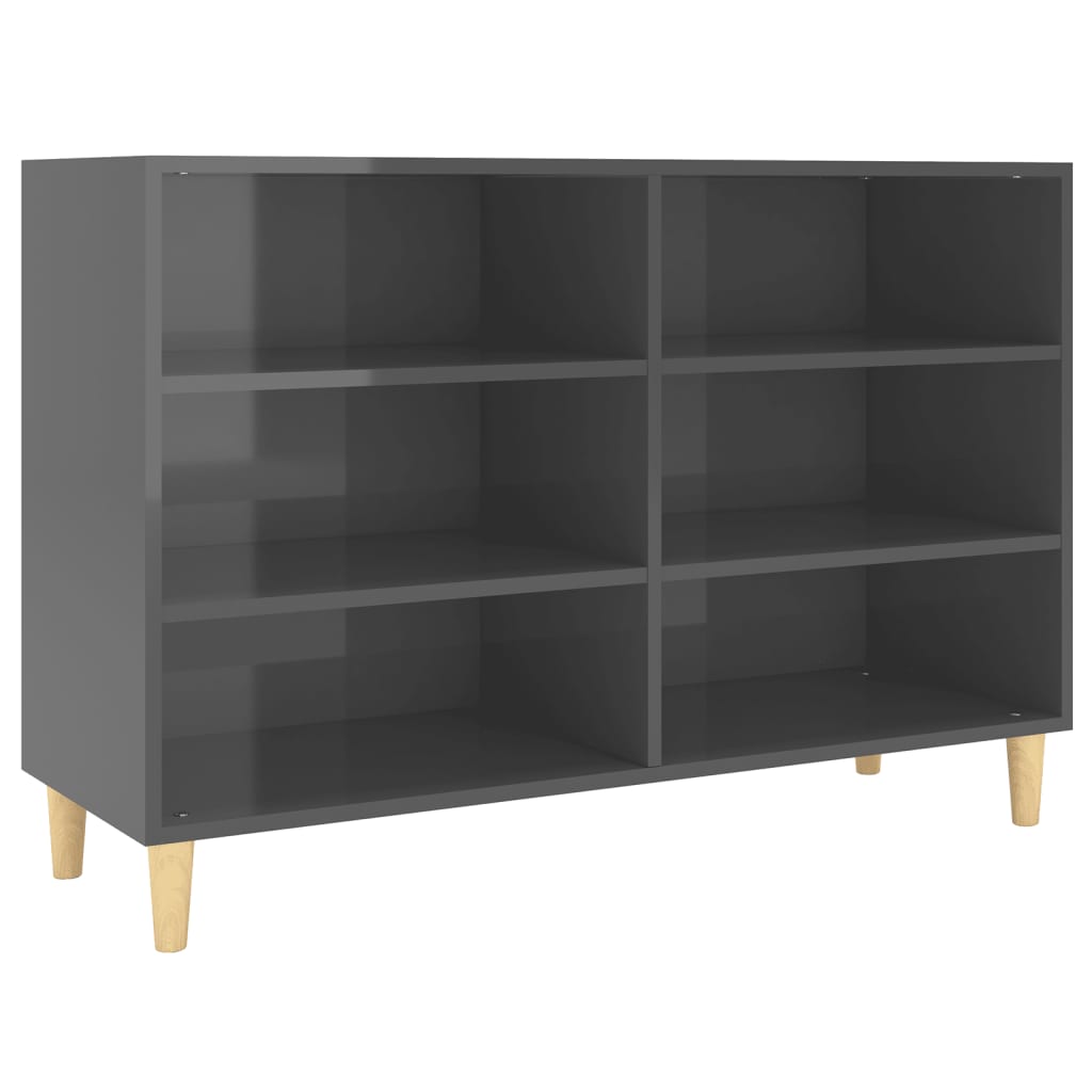 Sideboard high-gloss gray 103.5x35x70 cm made of wood