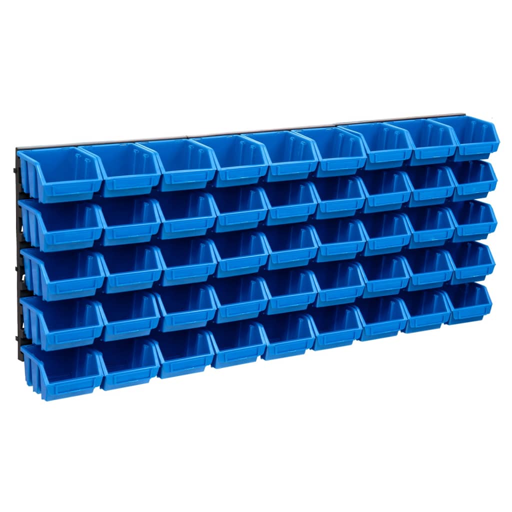 48 pieces Container set for small parts with wall plates blue black