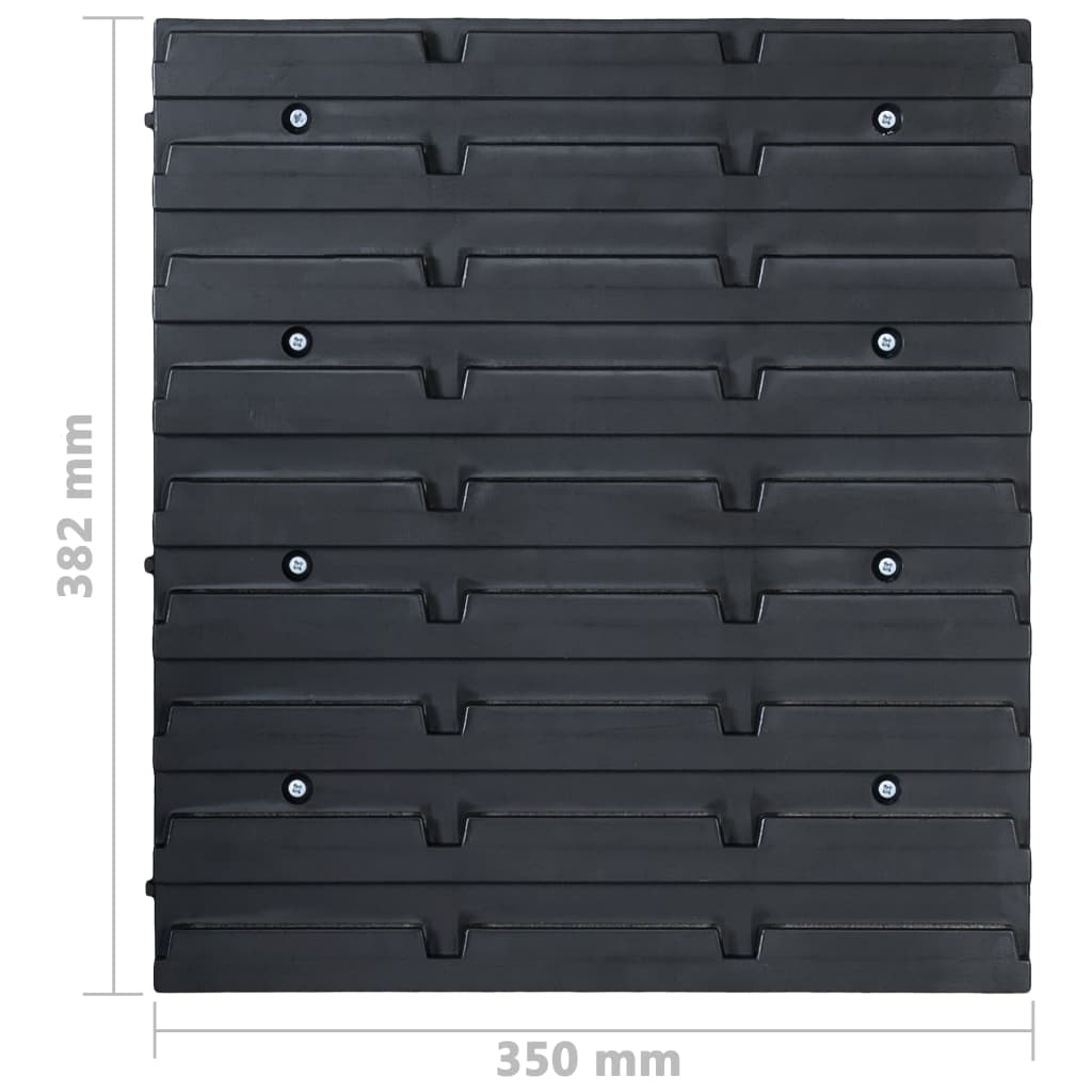 48 pieces Container set for small parts with wall plates blue black