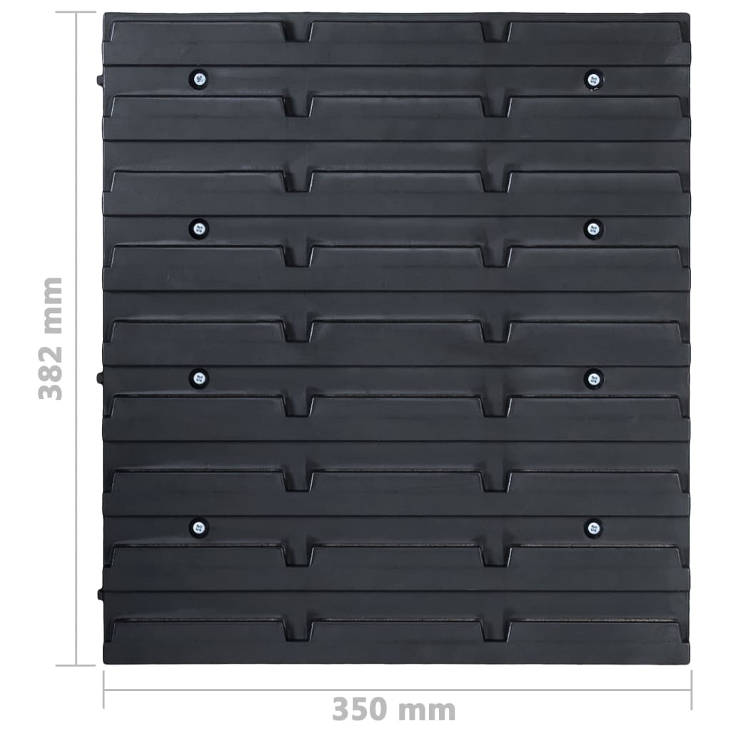 141 pieces Tool wall with visible storage boxes red and black