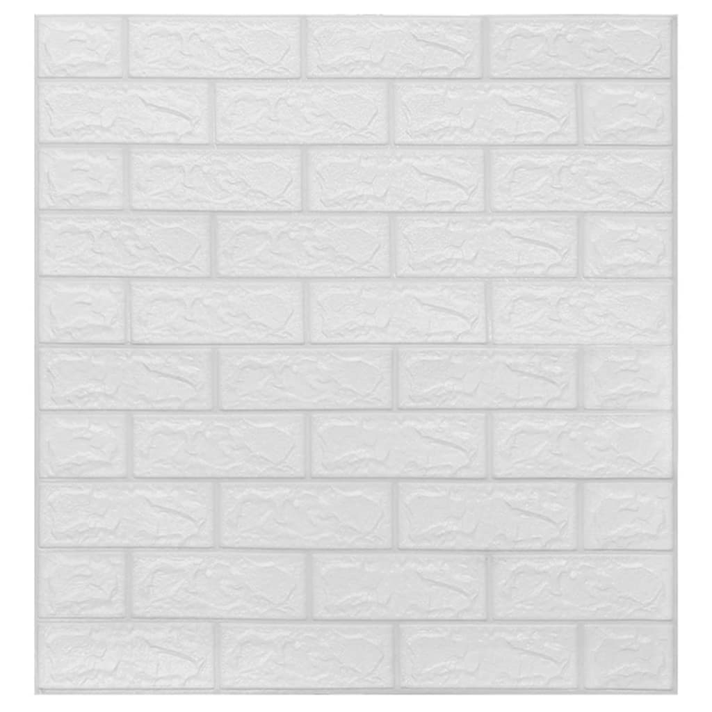 3D wallpaper brick self-adhesive 10 pieces. White