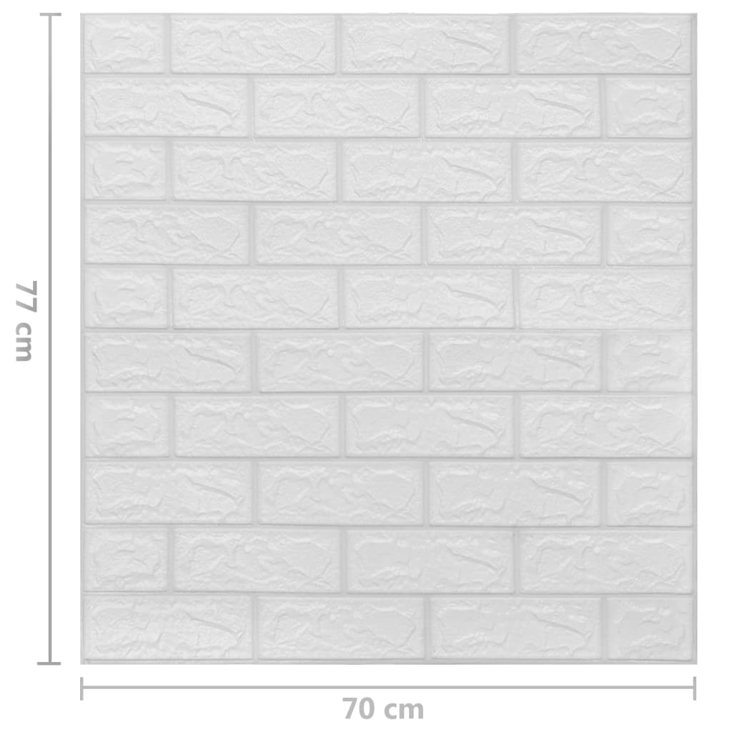 3D wallpaper brick self-adhesive 10 pieces. White