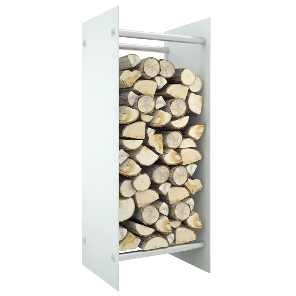 Firewood shelf white 40x35x100 cm tempered glass