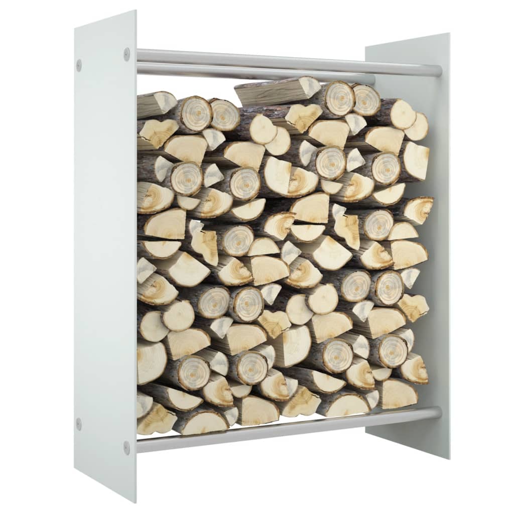 Firewood shelf white 80x35x100 cm tempered glass