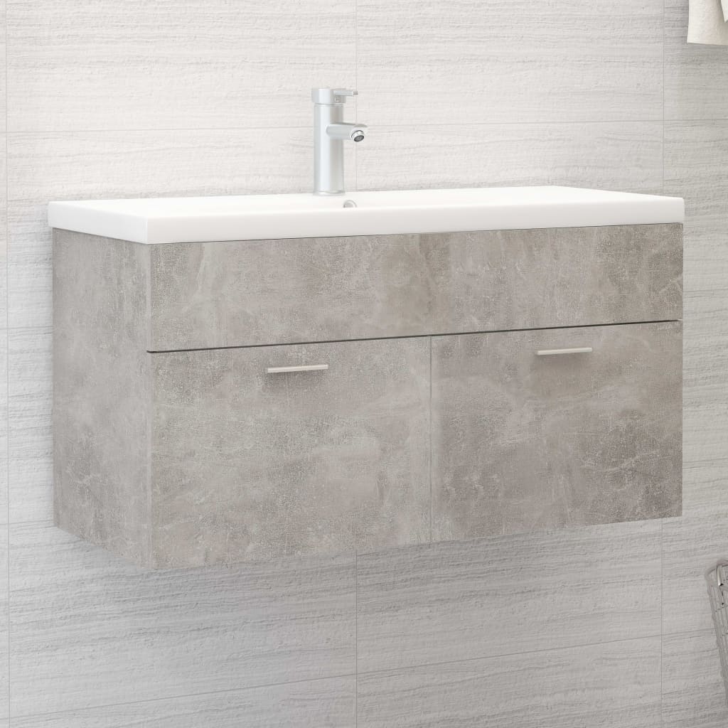 Washbasin cabinet built-in concrete gray wood material