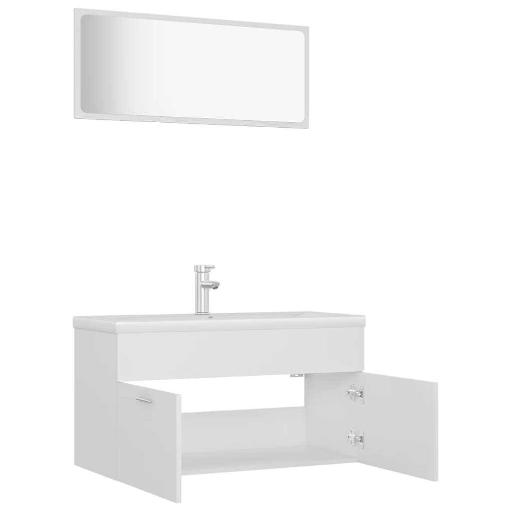Bathroom furniture set white wood material