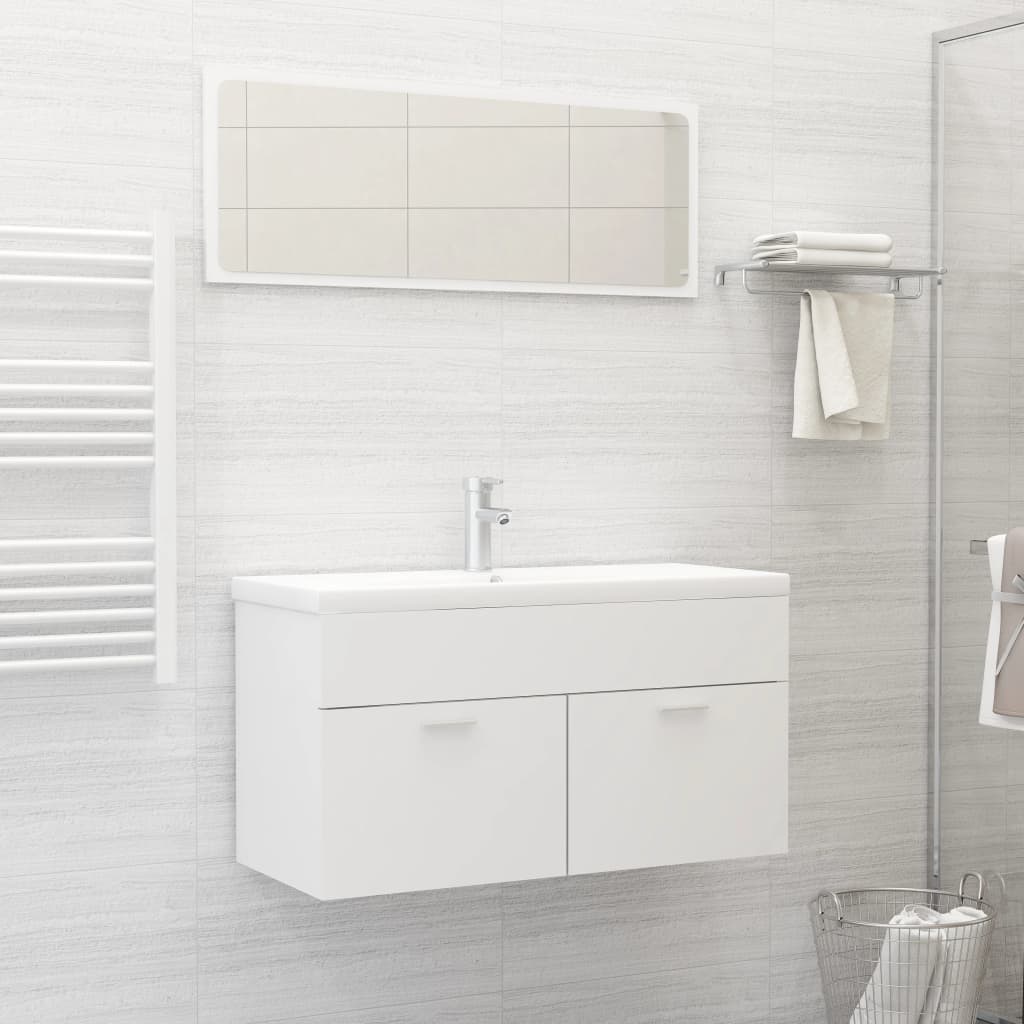 Bathroom furniture set white wood material