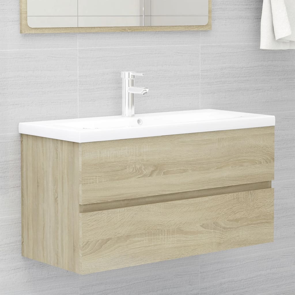 Sink base cabinet built-in sink Sonoma oak wood material