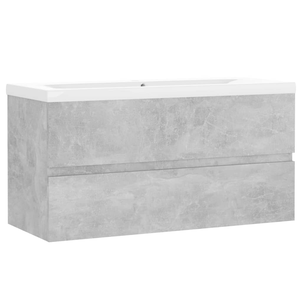 Washbasin cabinet built-in concrete gray wood material